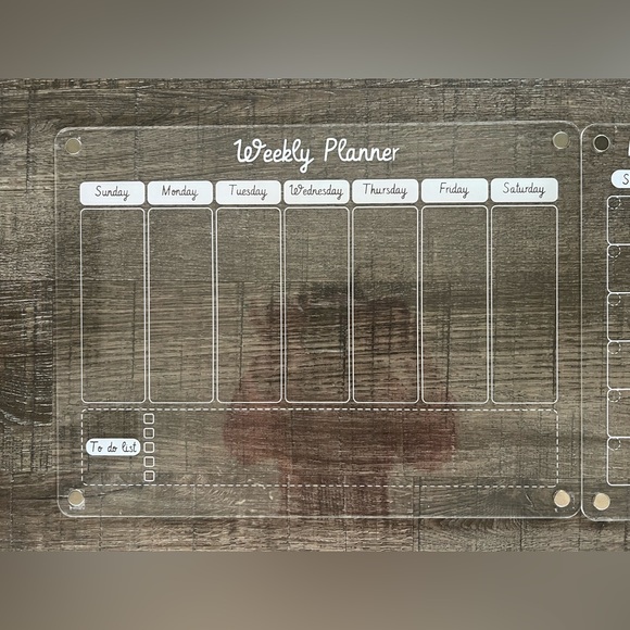 Monthly and weekly dry erase/magnetic/acrylic calendars. Each one is 12x16in. - Picture 2 of 3